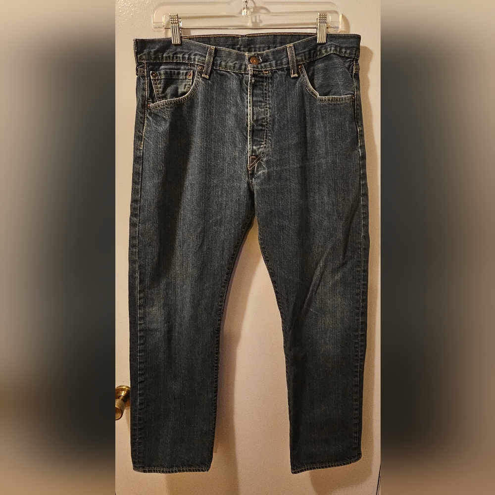 Levis 501 Straight Leg Button‎ Fly Cotton Blue Jeans Men's Size 35x30